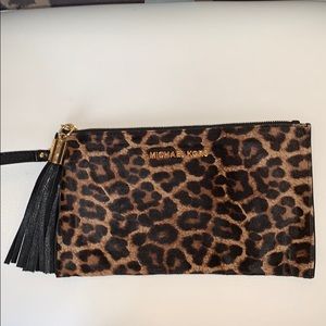 Michael Michael Kors leopard zip wristlet